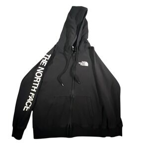 The North Face Full Zip Hoodie Womens Medium Black Logo Sleeve NF0A4PA2